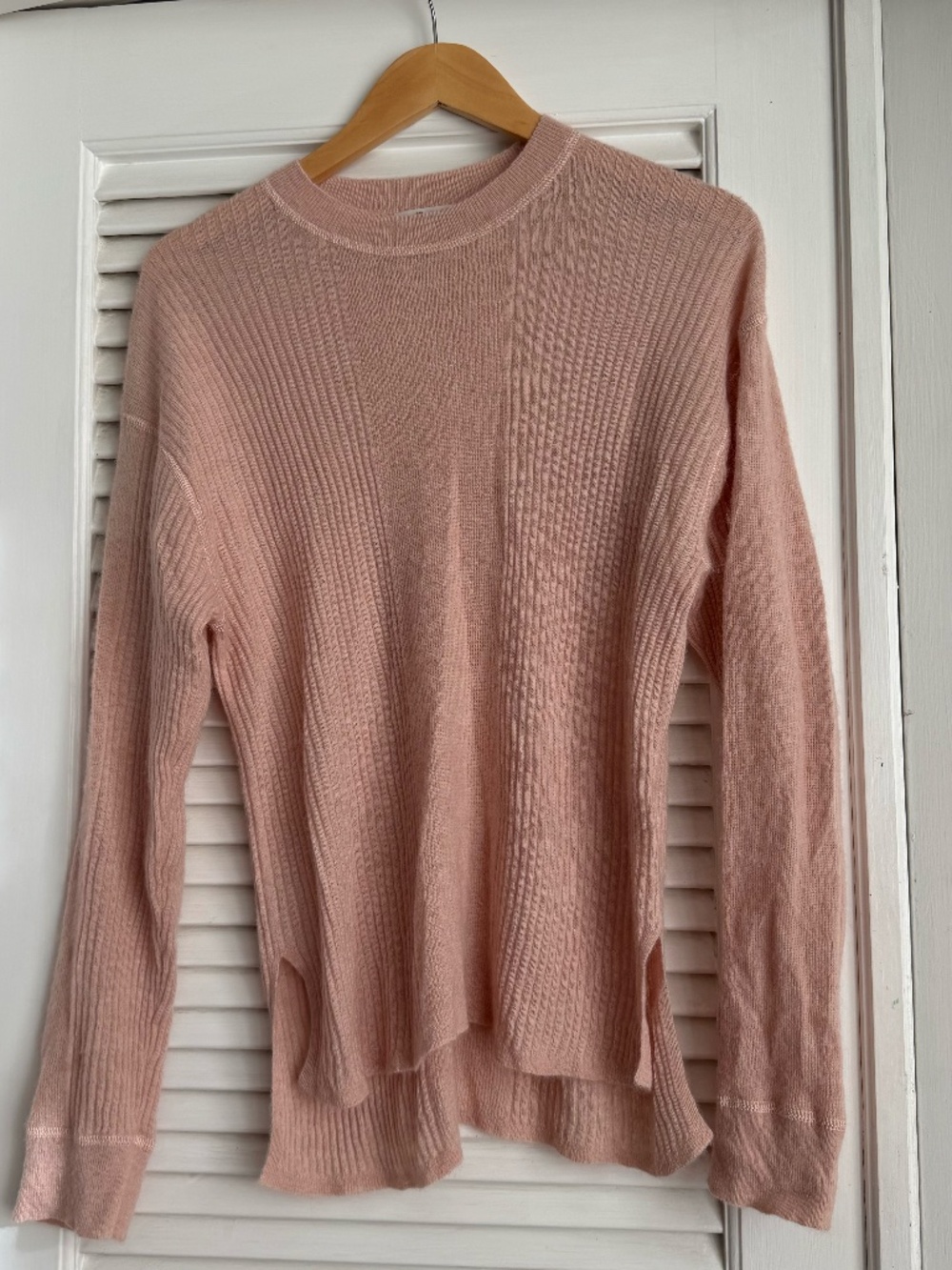 Madewell Blush Pink Ribbed Crewneck Lightweight Sweater Size Small